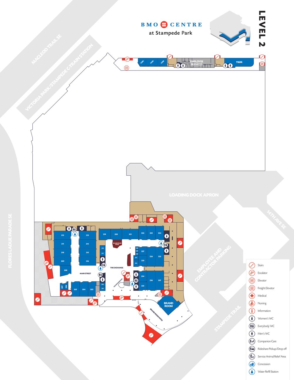 BMO Centre Level 2 floor plan.