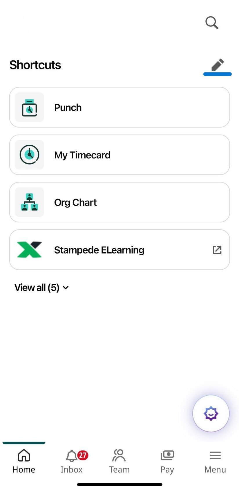 UKG Pro app showing the My Calendar month view with shift dots