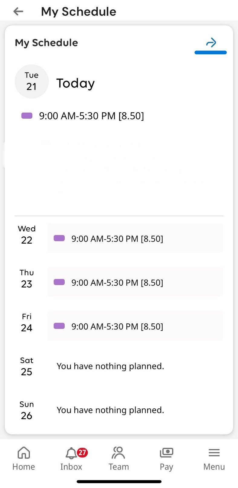UKG Pro Shortcuts panel with My Schedule circled